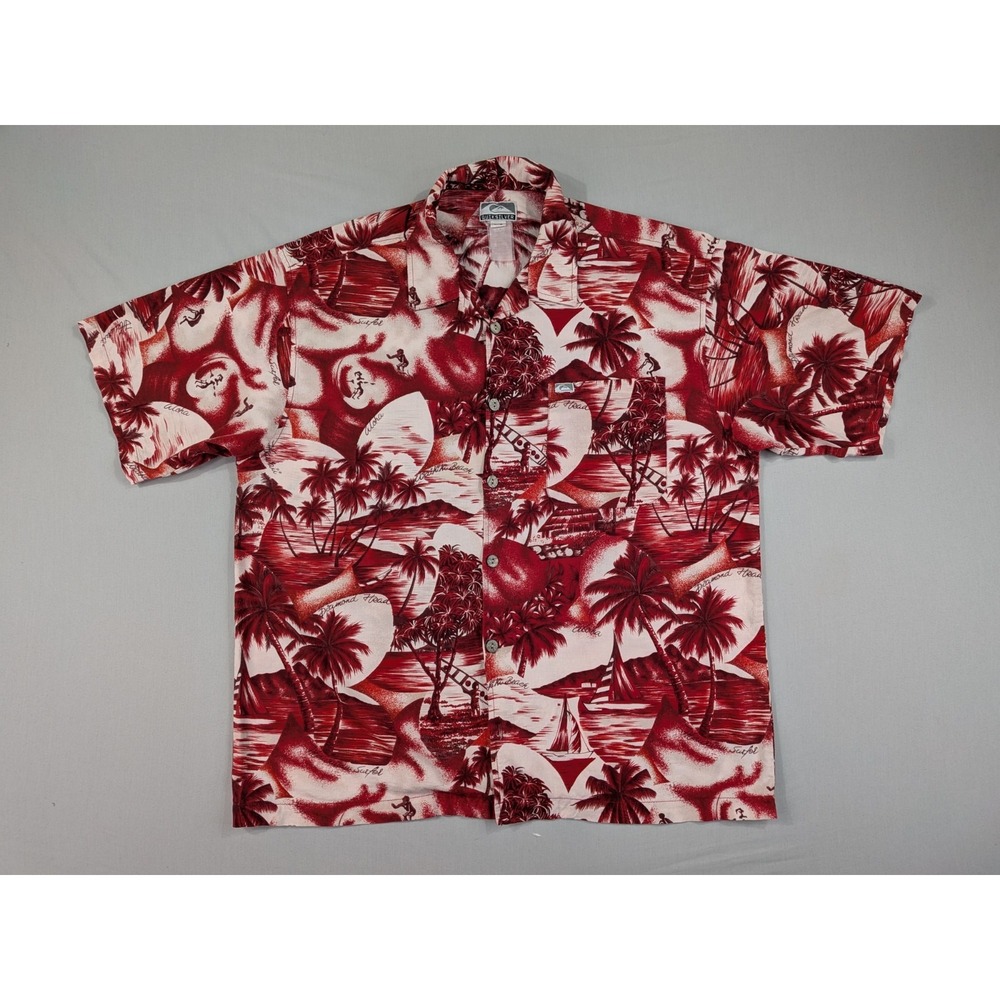 Vintage 90s Y2K Quiksilver Shirt Adult Large Floral Hawaiian Surf Destinations